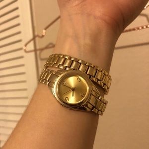 Faux Gold Double Wrap Watch